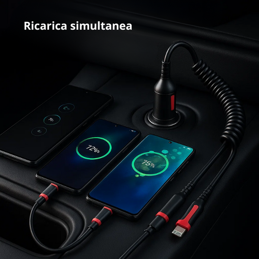 Cavo USB a molla per auto 3 in 1 - Cargadget.it