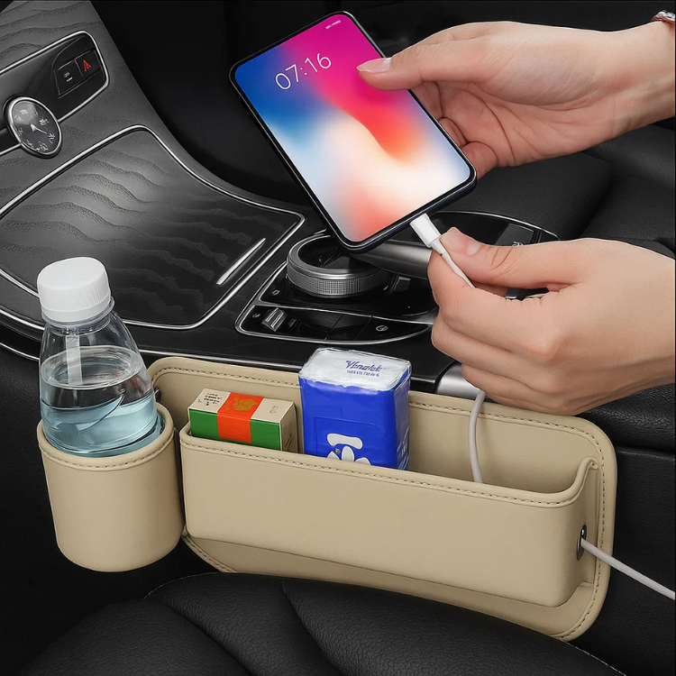 Coppia organizer laterale per sedile auto multifunzione - Cargadget.it