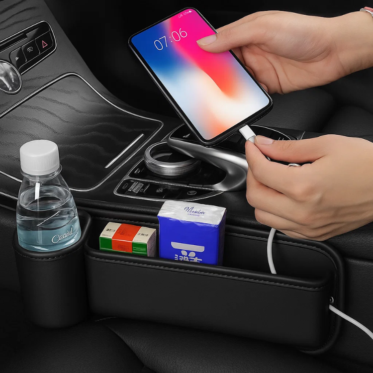Coppia organizer laterale per sedile auto multifunzione - Cargadget.it
