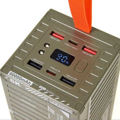 Kit power bank 60000mAh auto con caricatore e cavo per viaggi