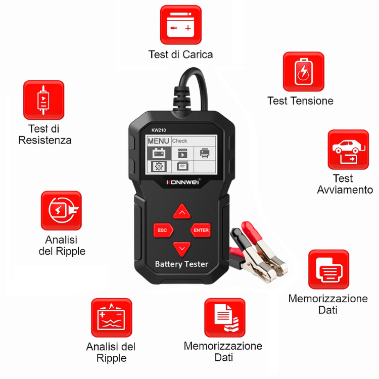 Tester Batteria Auto 12V KONNWEI KW210