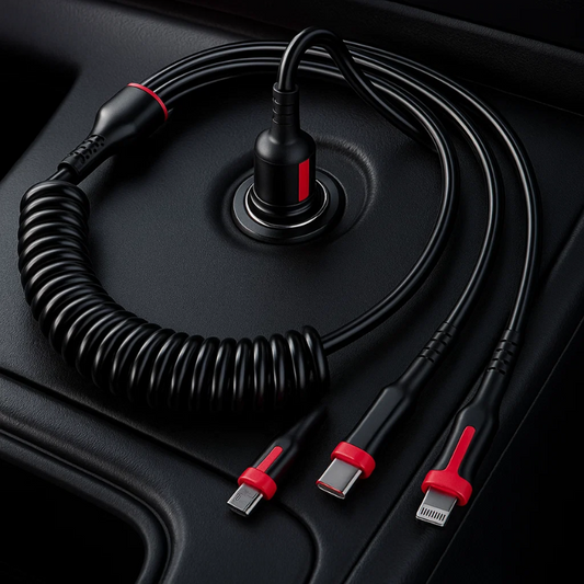 Cavo USB a molla per auto 3 in 1 - Cargadget.it