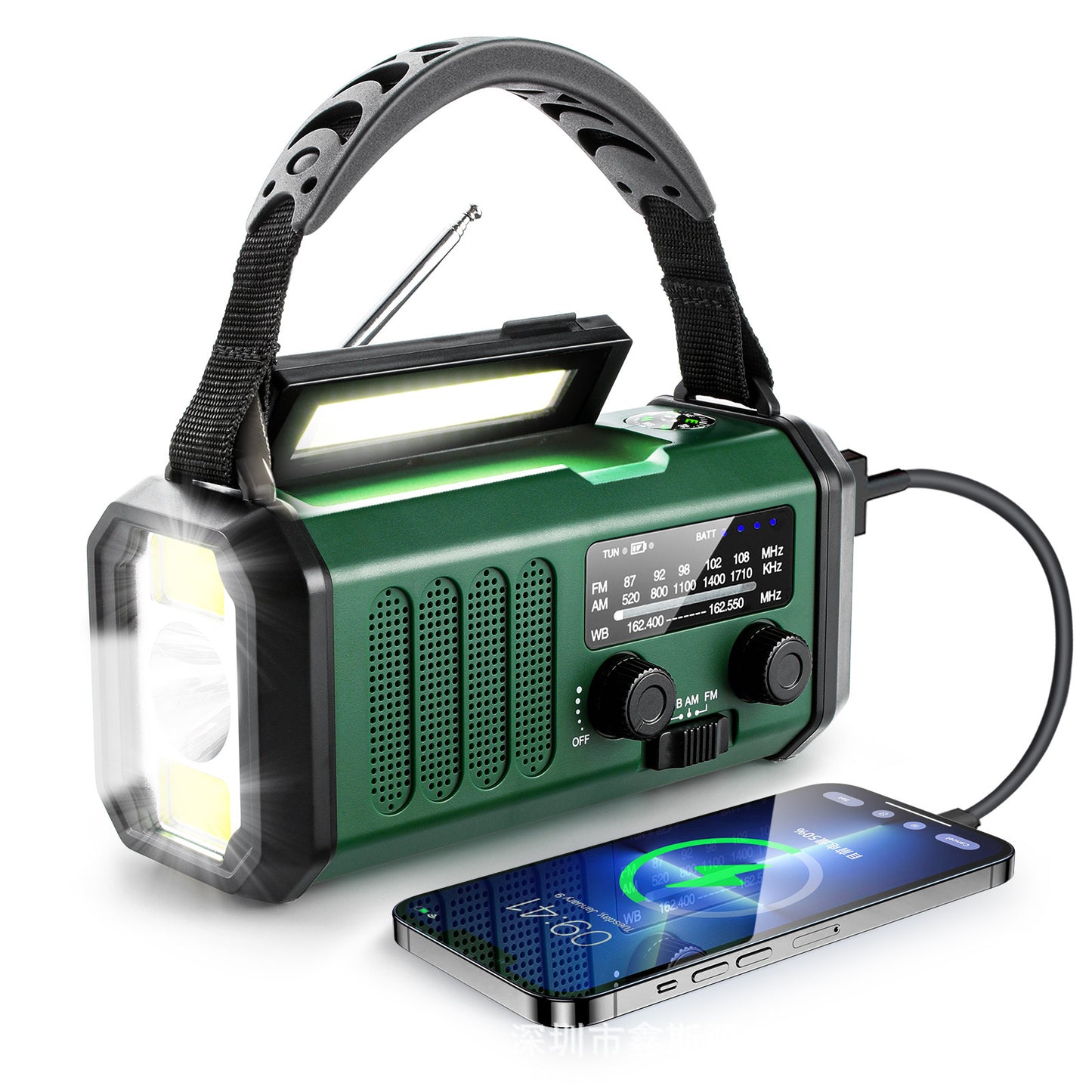Radio Portatile Ricaricabile con Torcia LED
