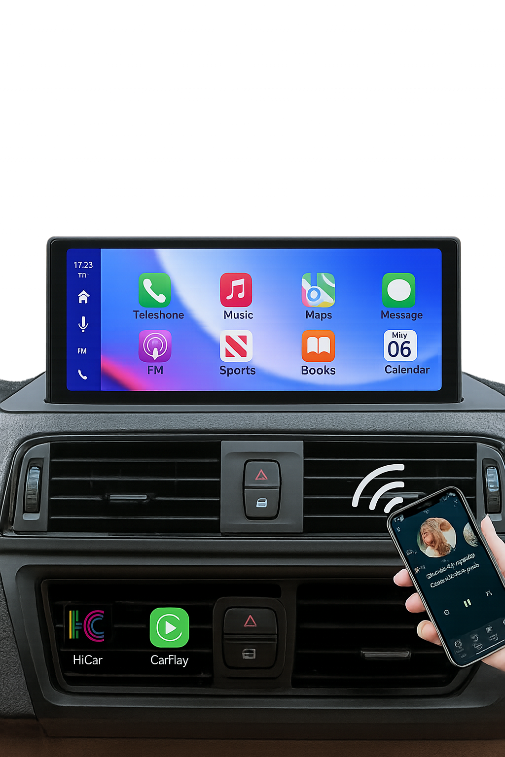 Schermo CarPlay 10" Touch con Bluetooth, Retrocamera e Doppia Registrazione